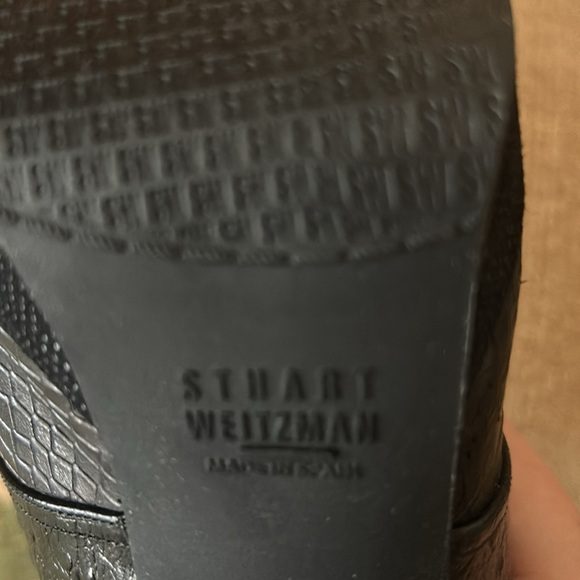 Stuart Weitzman leather & pony hair platform boots. - Picture 6 of 7